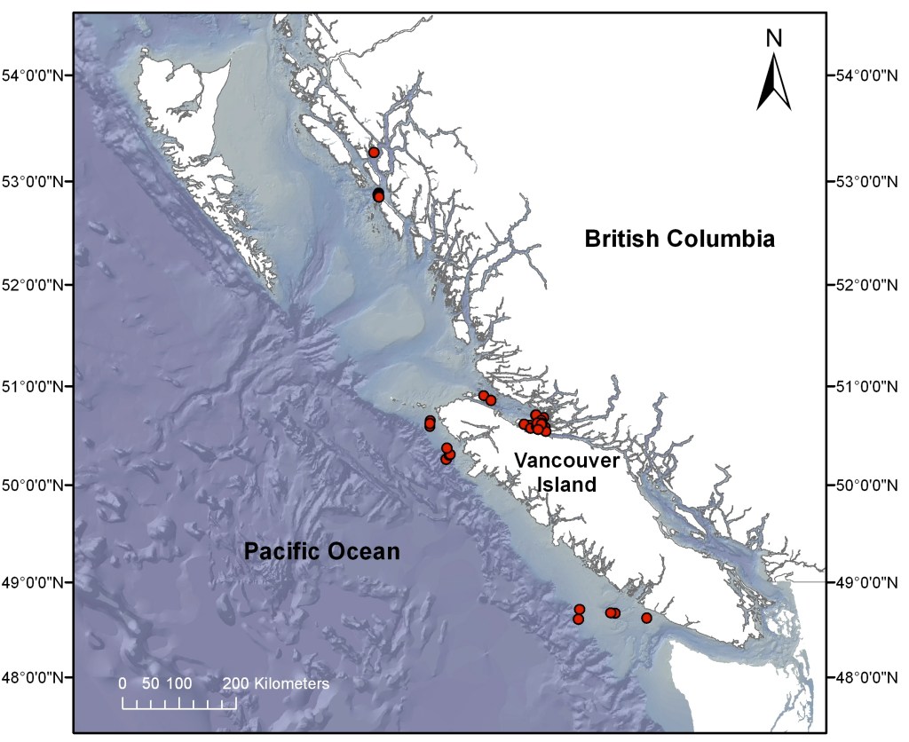 The red dots in this map show areas where we have been able to collect entanglement data